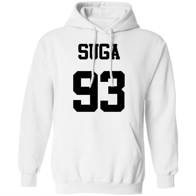 BTS New Logo Suga 93 Hoodie Long Sleeve Jumper Jin Suga 93 J-Hope RM Jimin V Jung Kook (S, White-93-suga)